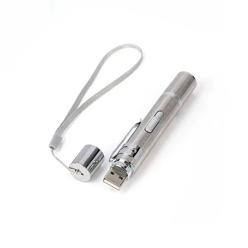Interactive Cat Laser Pointer Toy with 5 Modes, USB Rechargeable Long Range LED Chaser for Indoor Cats - Portable Exercise and Training Tool