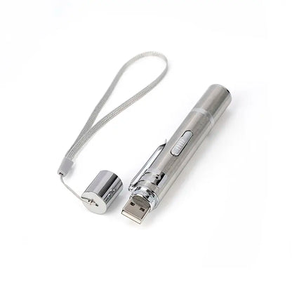 Interactive Cat Laser Pointer Toy with 5 Modes, USB Rechargeable Long Range LED Chaser for Indoor Cats - Portable Exercise and Training Tool