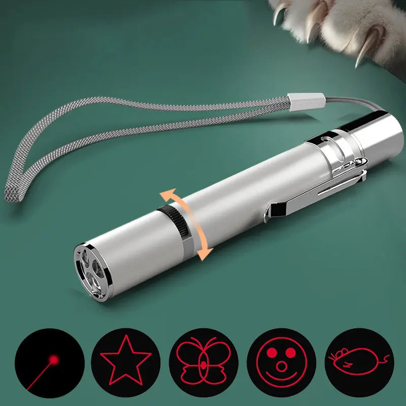Interactive Cat Laser Pointer Toy with 5 Modes, USB Rechargeable Long Range LED Chaser for Indoor Cats - Portable Exercise and Training Tool