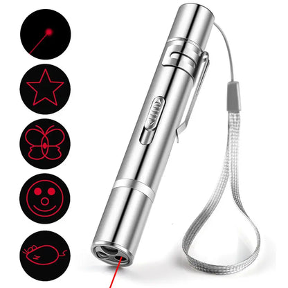 Interactive Cat Laser Pointer Toy with 5 Modes, USB Rechargeable Long Range LED Chaser for Indoor Cats - Portable Exercise and Training Tool